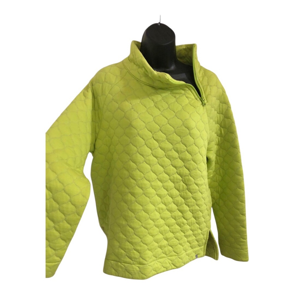 Talbots quilted silver lined lime green mockneck sweater top size medium new - Picture 7 of 10